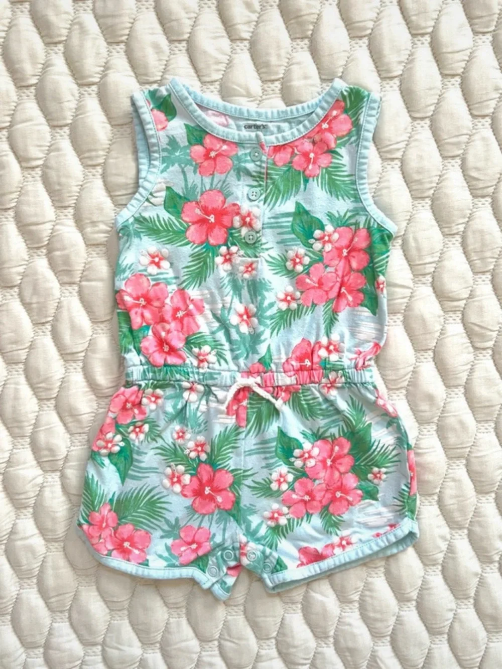 🍄3/$15 Carter’s Tropical Floral Romper 18 Months Hibiscus Print